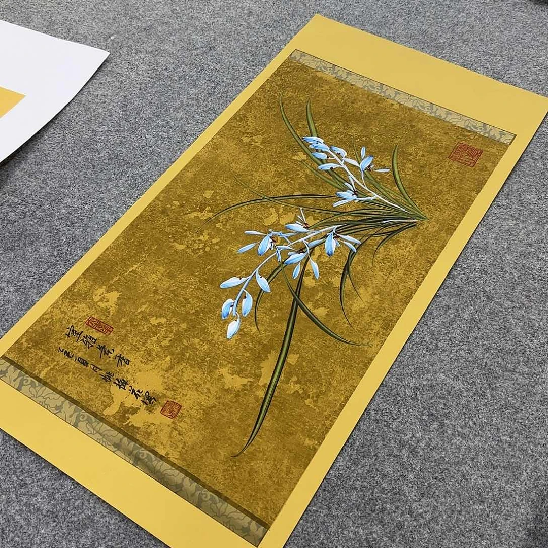 国画一笔两色立体兰花