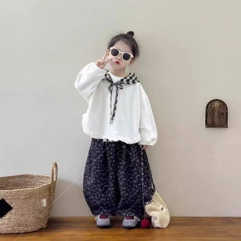 女童春秋套装2025新款儿童韩版洋气百搭女孩休闲上衣束脚裤两件套