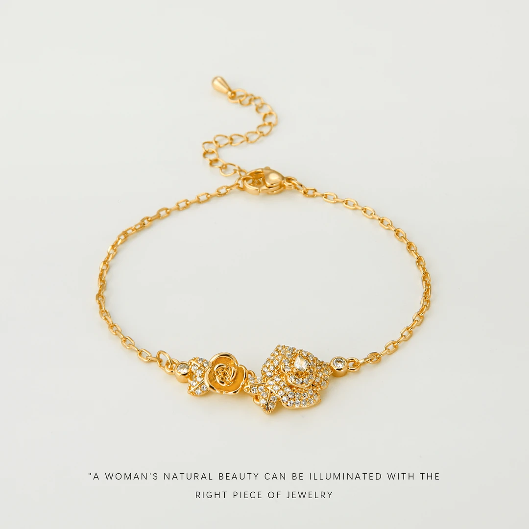 铜合金合成锆石手链 【黄玫瑰】精致时尚气质手链A946