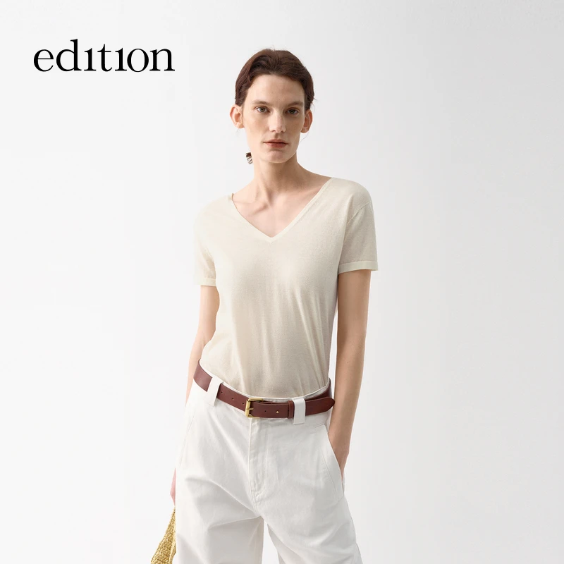 【商场同款】edition2025新款绳结串珠针织T恤#EBE2SWT019