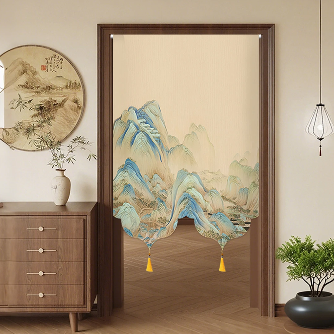 中式高级感门帘隔断帘卧室房间卫生间厕所门口遮挡隐私半帘免打孔