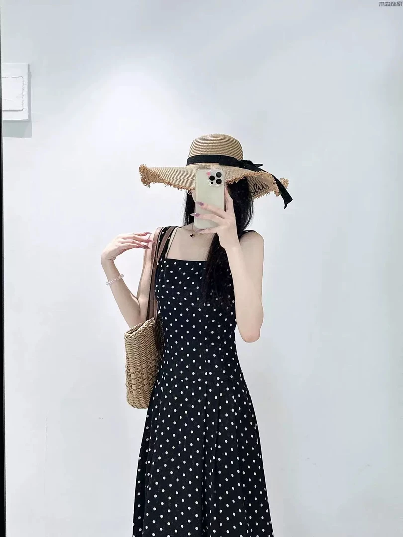 二哥二嫂【波点背心裙】法式气质时尚显瘦波点背心连衣裙