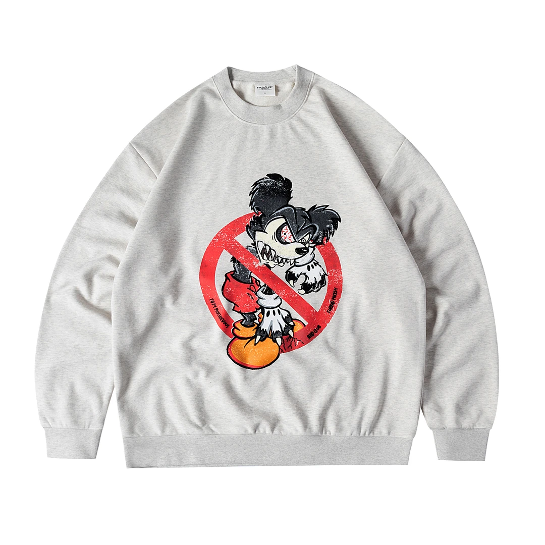 （不退不换）SeedClub 26S紧密防纱长绒棉康丽数码白墨印花水洗卫衣