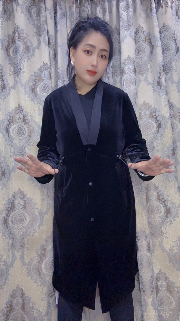 大码高定轻奢显收腰瘦中长款时尚气质外套