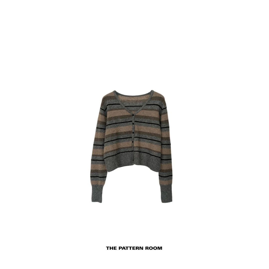 The pattern room | 织物之美绒化暖条纹撞色开衫