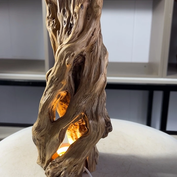 银***室木石榴木镂空树灯