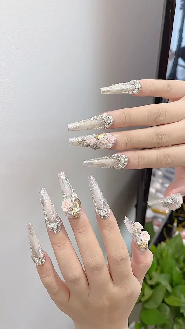 吖吖定制|A35「」高端轻奢 纯手工 施华洛 锆石 雕花 夏季 穿戴甲