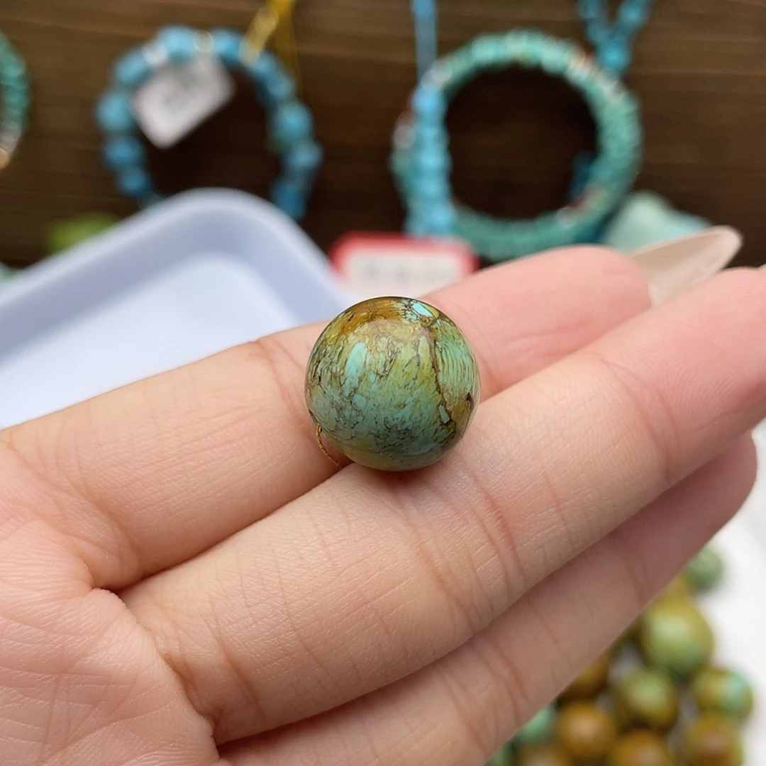 绿松石未镶嵌敦煌壁画风圆珠