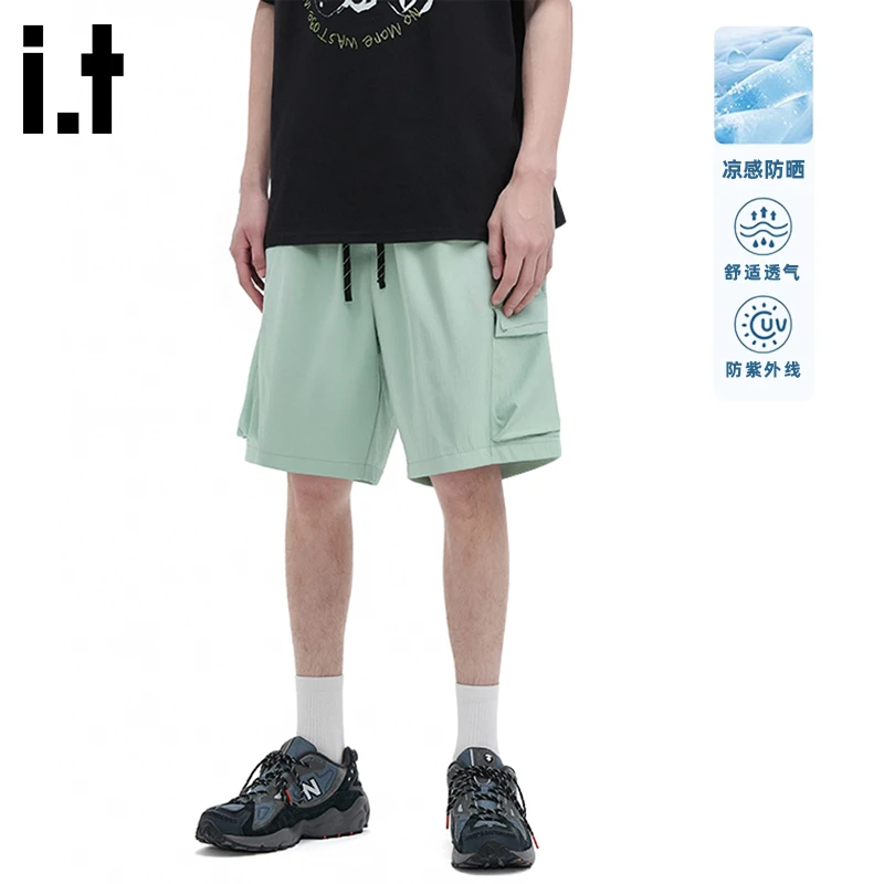 i.t izzue工装短裤男款夏季凉感防晒直筒休闲裤子潮流宽松五分裤