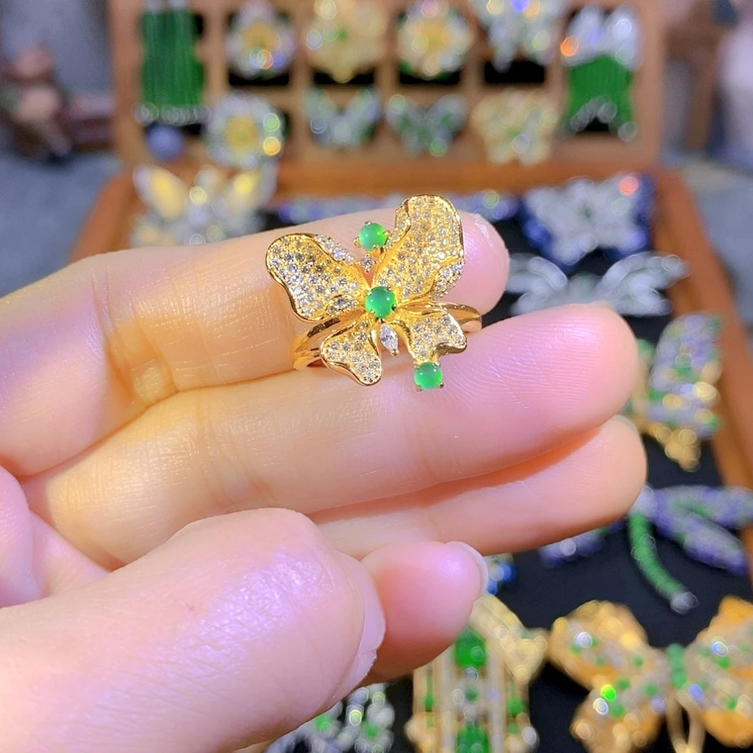 吊坠(不含链)银S925镶嵌翡翠