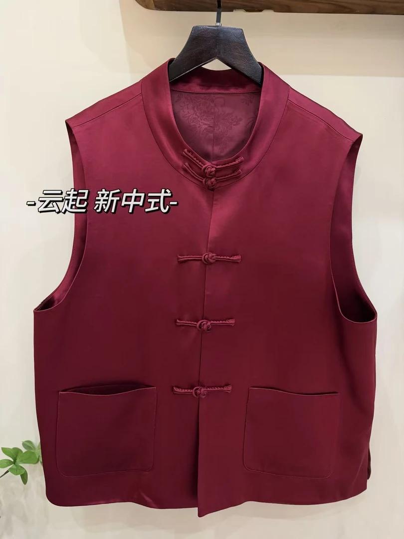 FJ【红墨】新中式国风醋酸女款马甲