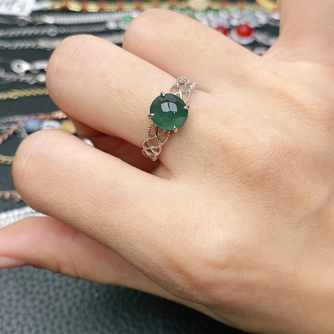 翡翠银S925镶嵌戒指