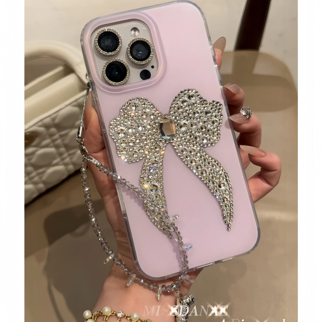 【淡紫色蝴蝶结四代钻壳】钻壳适用于iPhone15promax/14/13