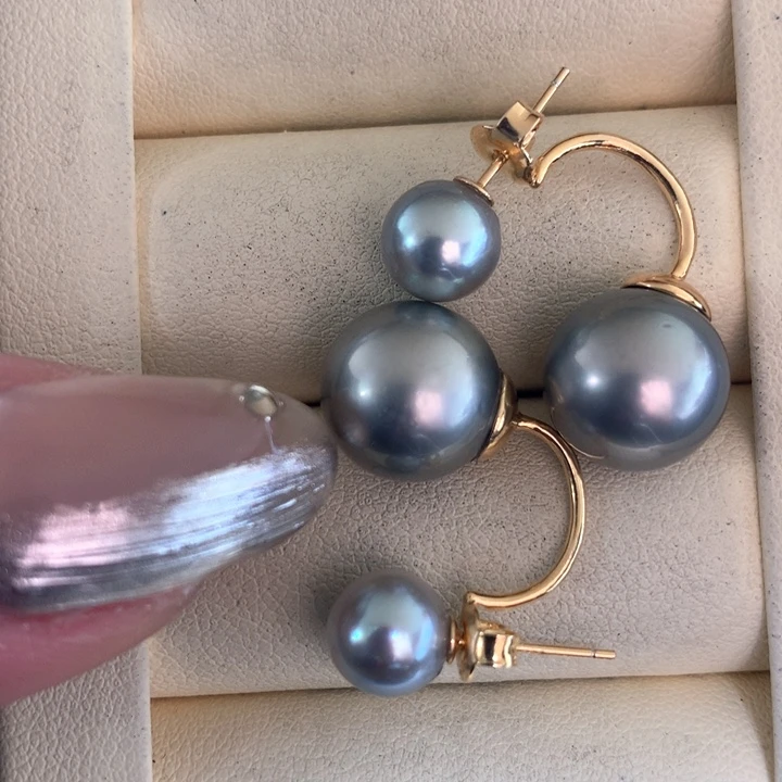 银S925镶嵌耳饰海水珍珠