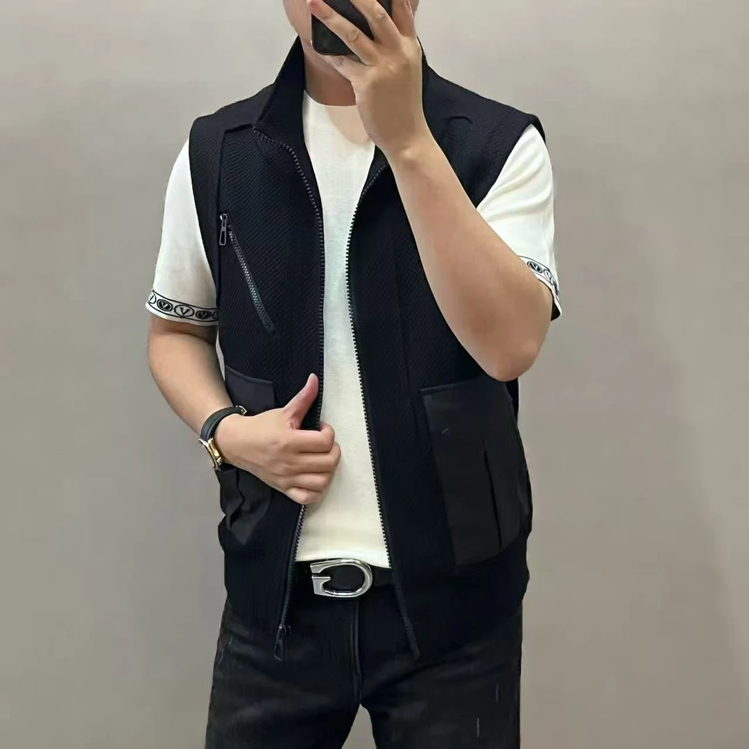 新款高端男士针织时尚休闲立领马甲7002