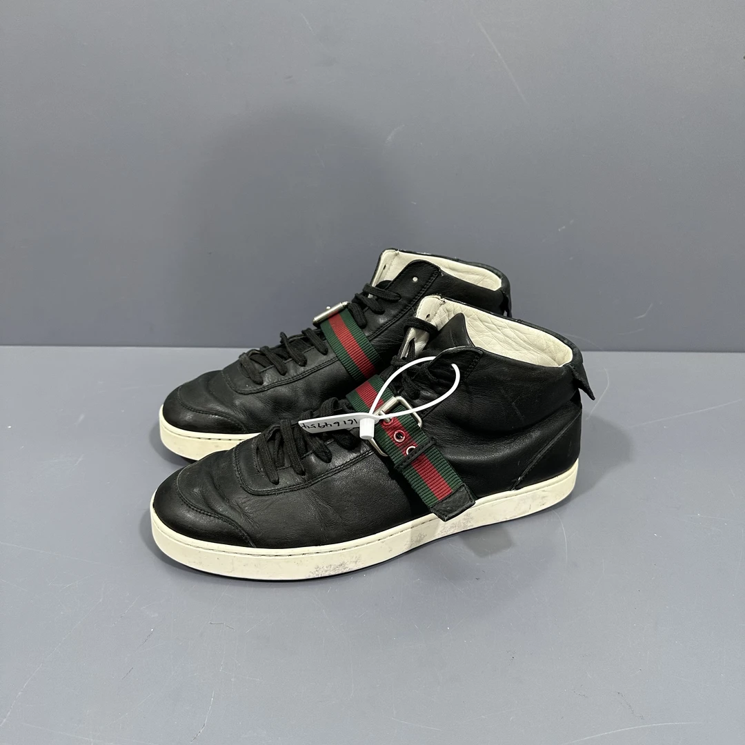 95新 GUCCI/古驰 42码 古驰gucci 高帮绑带板鞋 中底污渍 休闲鞋