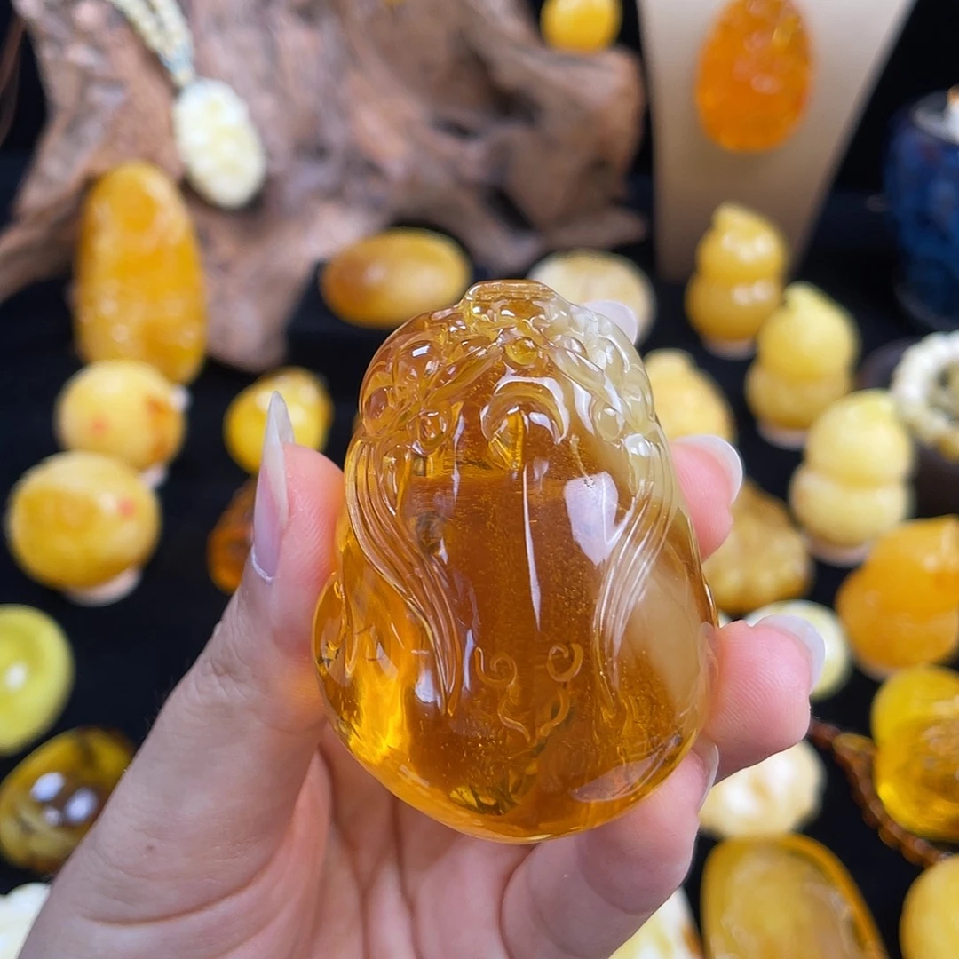 琥珀未镶嵌珠宝奇石花粉