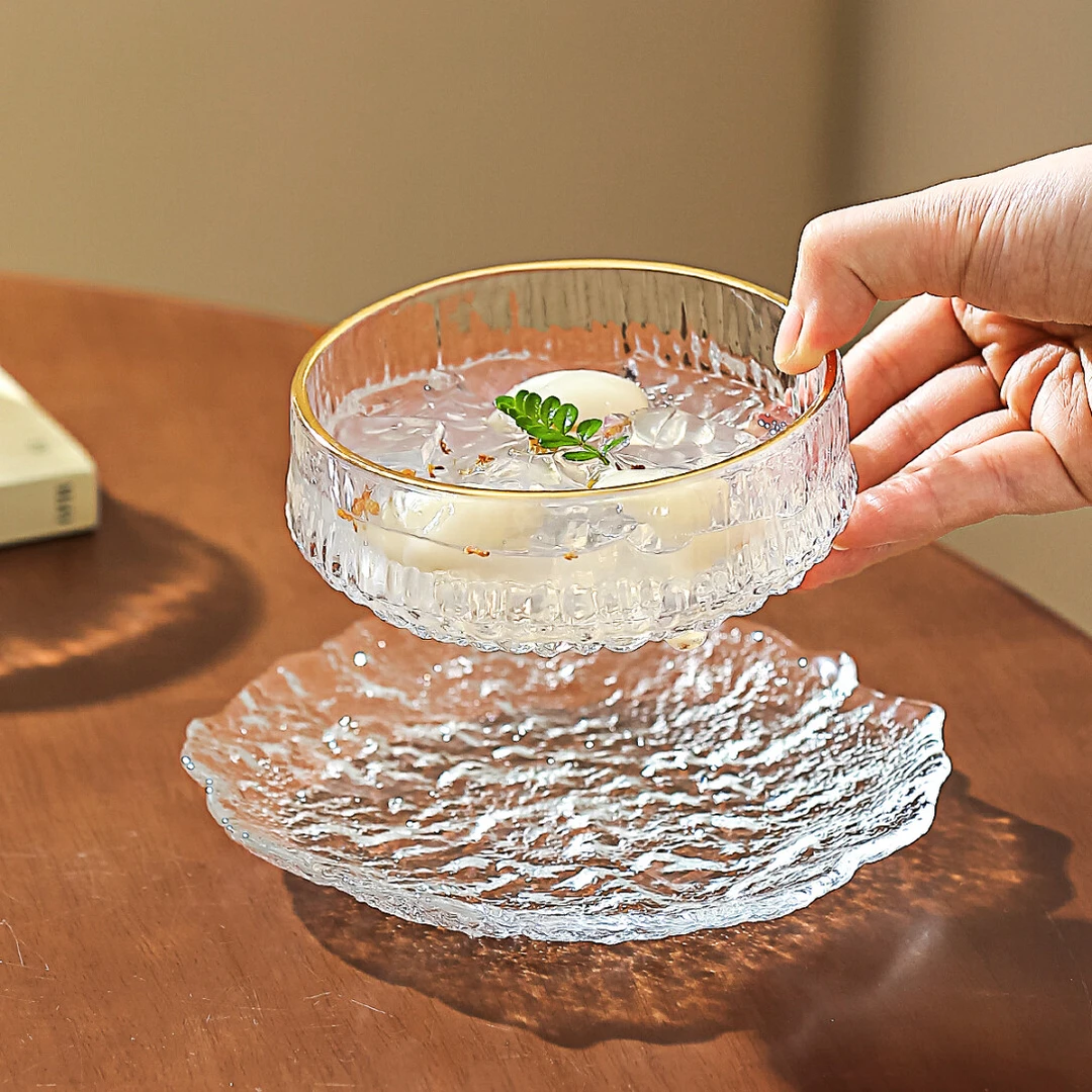 川岛屋ins玻璃甜品碗高级感酸奶碗餐具水果沙拉盘子冰淇淋燕窝碗