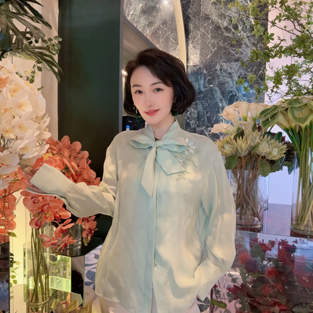 Betty Bairn【青梧】新中式国风飘带上衣24B-BW7551