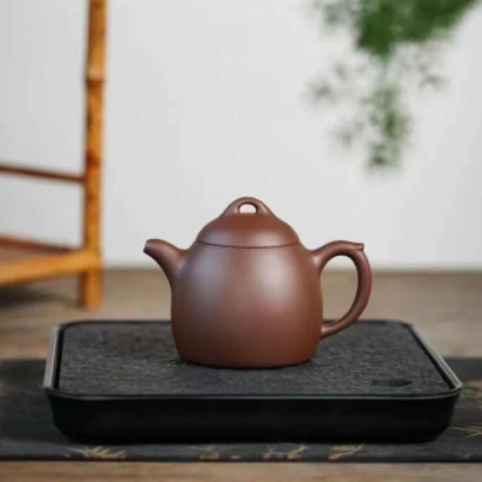 手印紫砂 原矿革紫泥 秦权壶 200cc半手工制作实用器