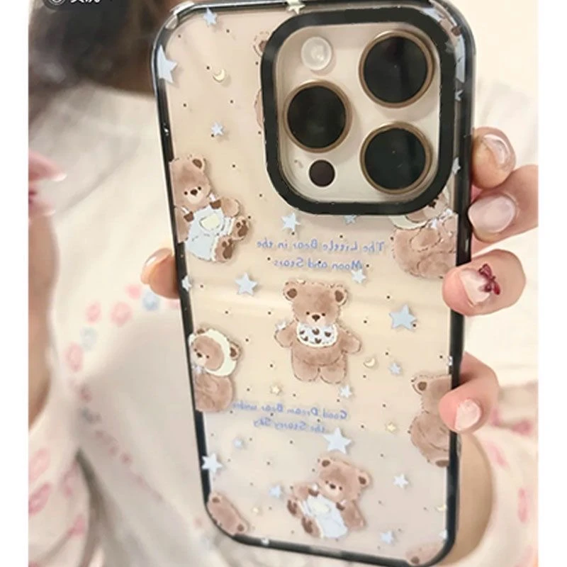 星星小棕熊适用苹果16Promax新款15/14亚克力手机壳12数码11小众