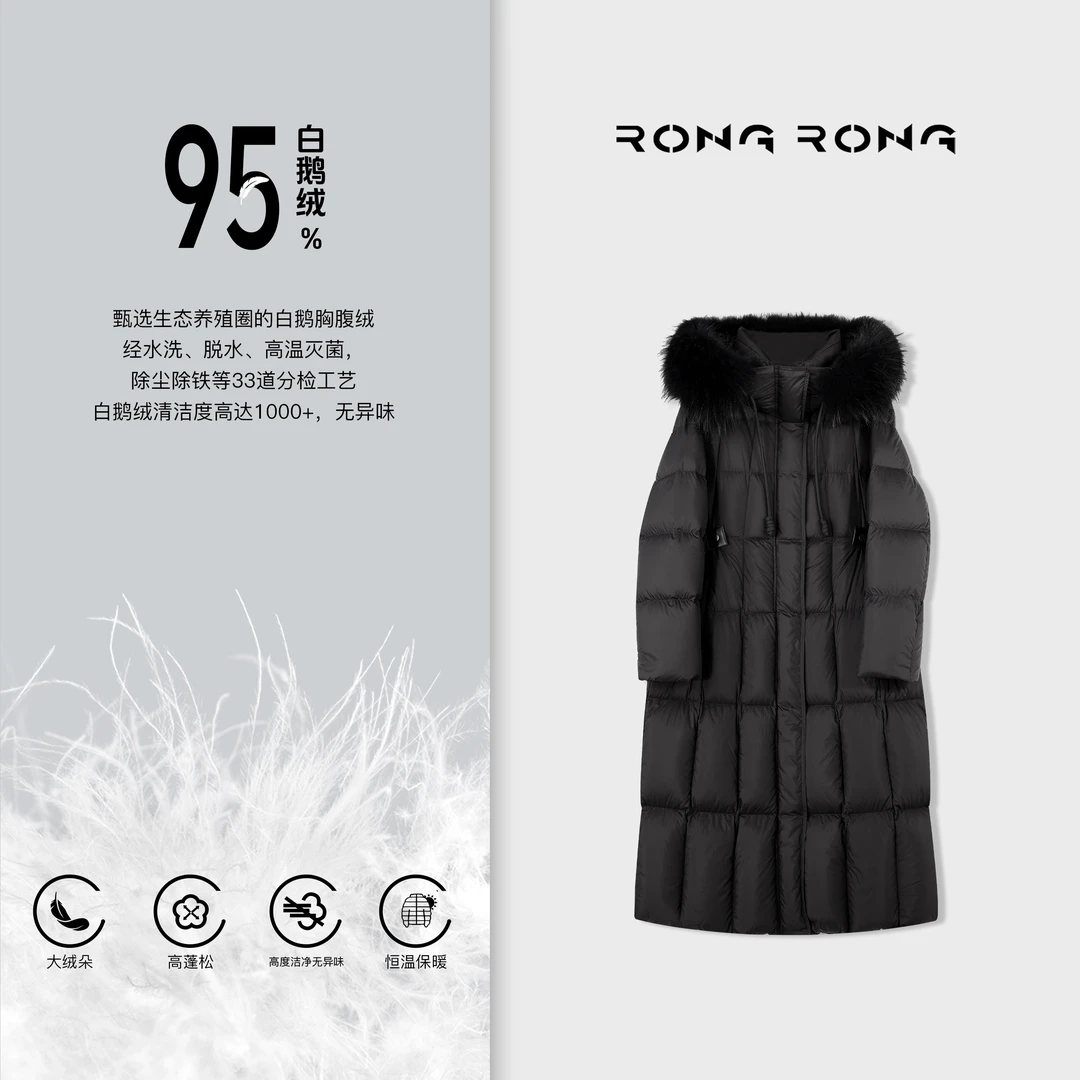 溶溶【云团泡芙】RONG 95科鲁达2.0白鹅绒貉子毛领羽绒服XLYP1976-1