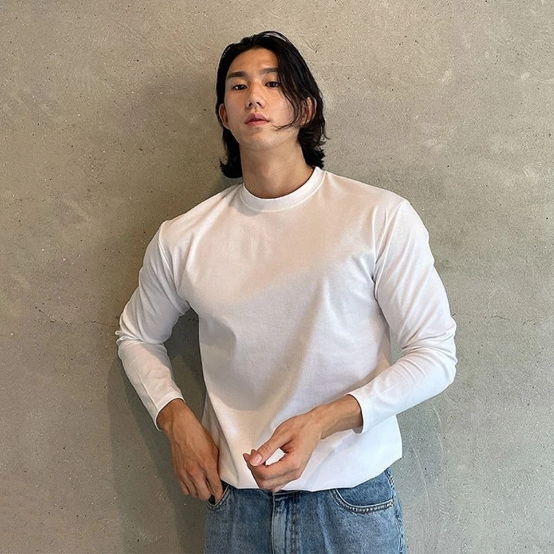 t恤男长袖2025年新款春秋季ins潮牌圆领打底衫简约百搭基础款上衣