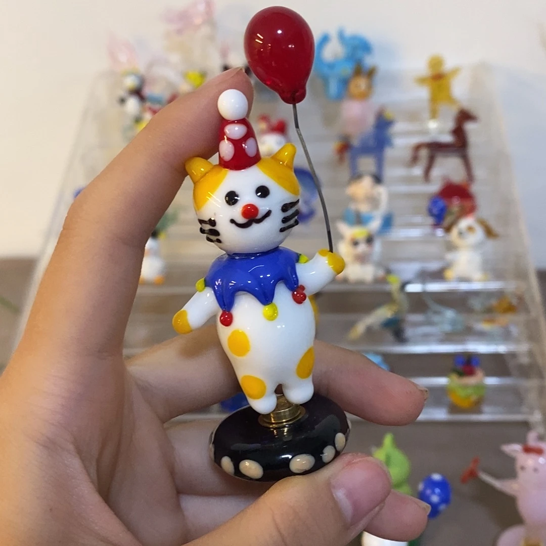 琉璃手工艺品旋转气球猫咪
