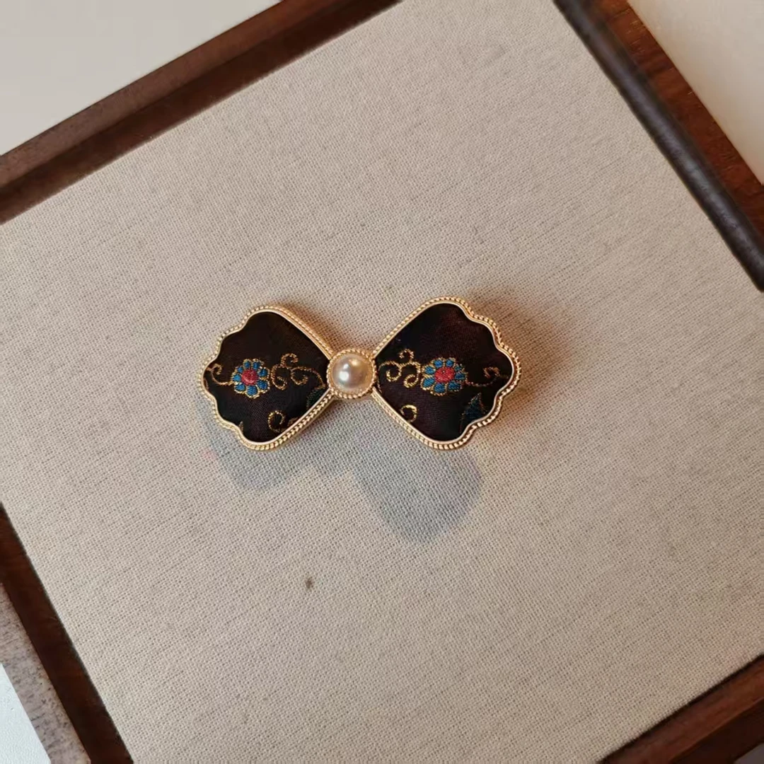 【黑色蝴蝶】非遗宋锦发夹-古风可爱日常手工制作