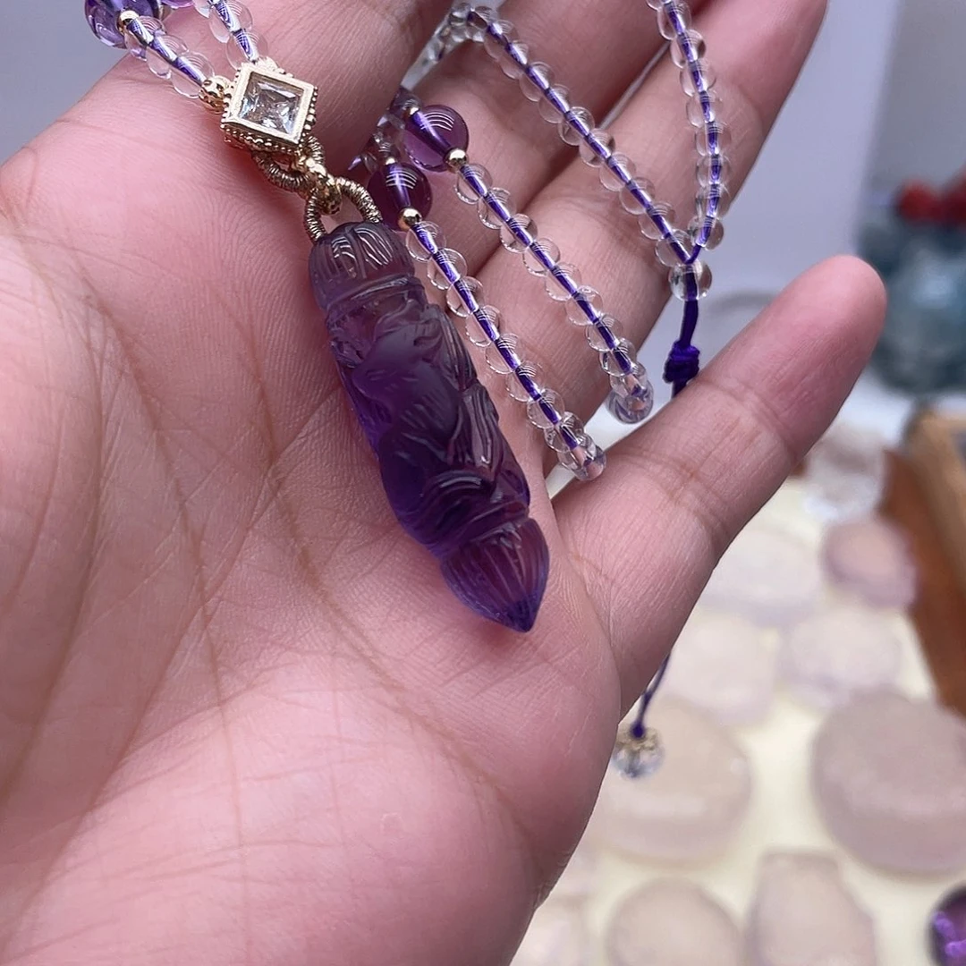 ****✪合金颈饰水晶紫狐笔