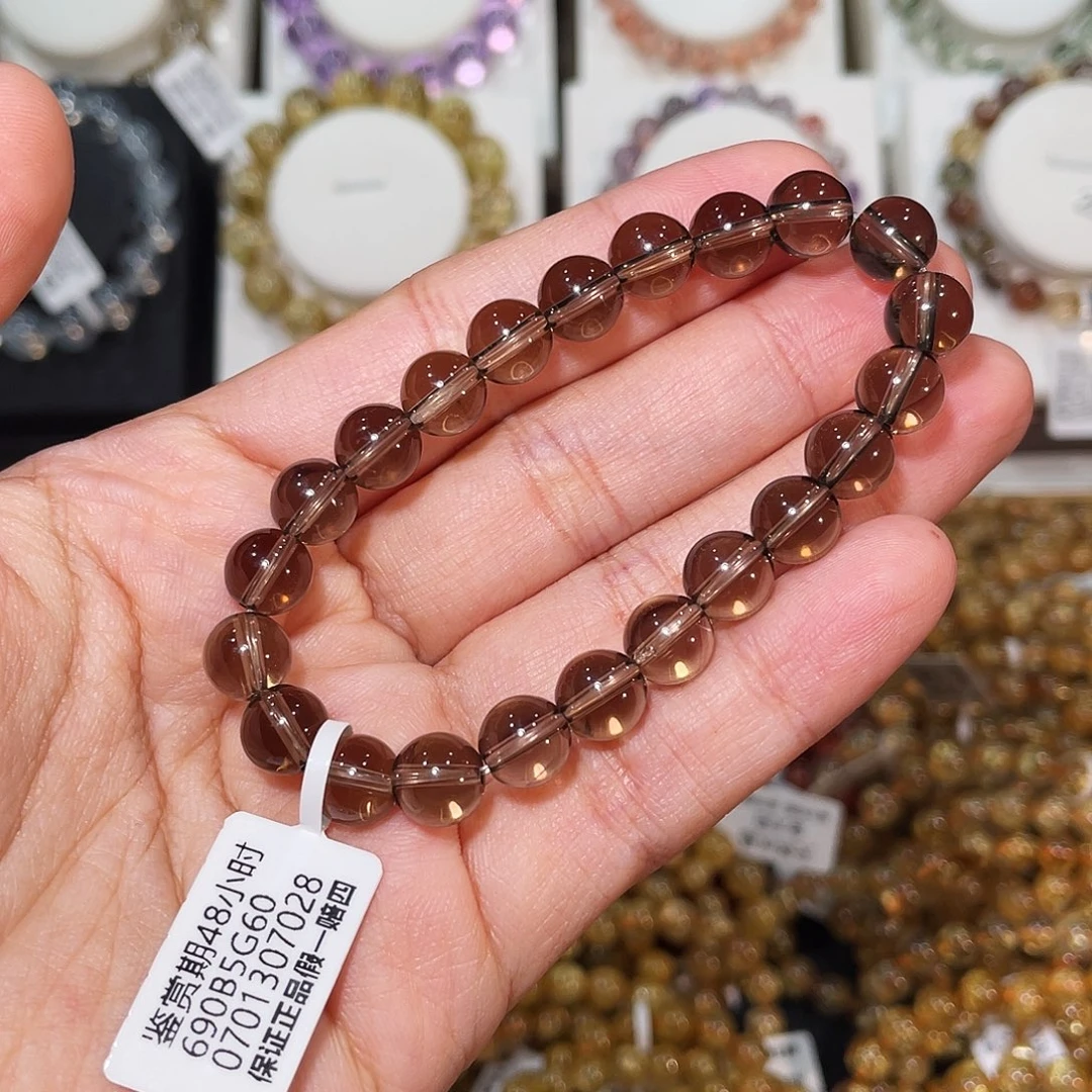 水晶未镶嵌手链高品质茶晶8.3mm