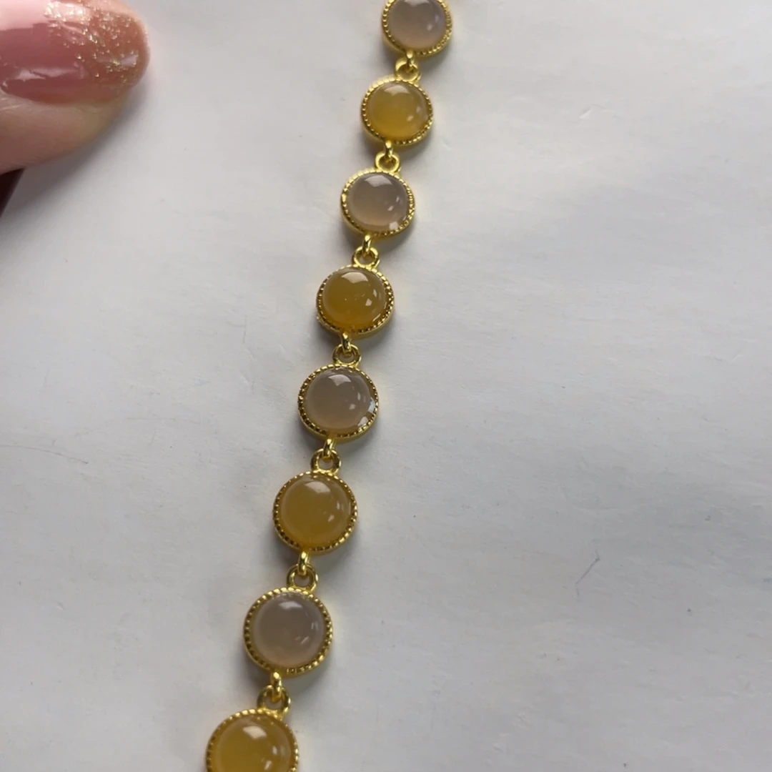 薄****和田玉银S925镀金镶嵌手链