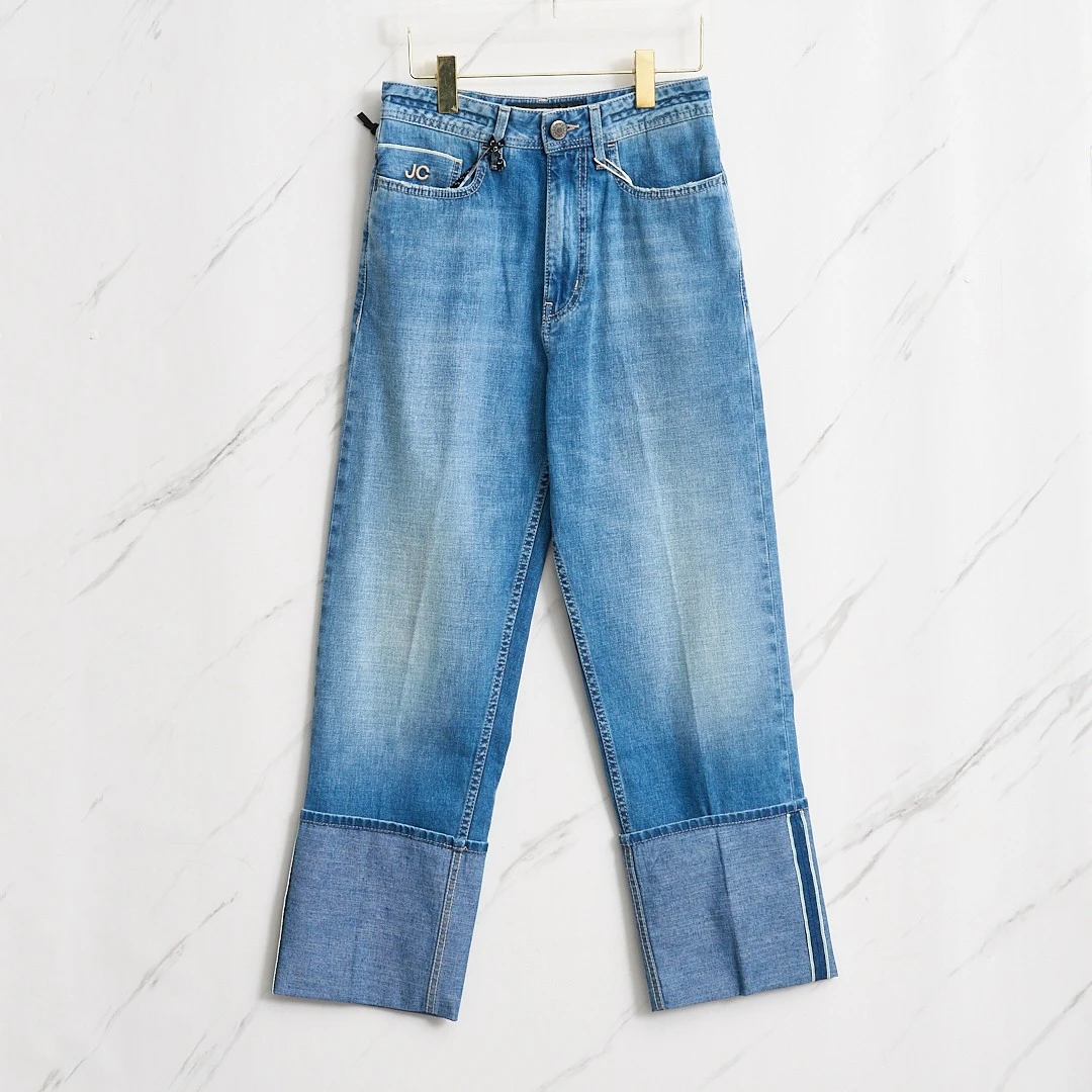 Jacob Cohen女士字母刺绣卷边牛仔裤JCGP00048