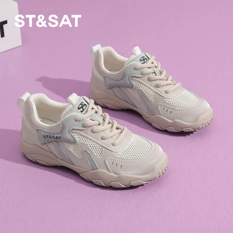 星期六女鞋网面透气运动休闲鞋2026年春季新款舒适百搭软底德训鞋