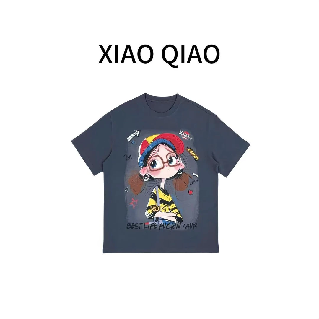 帽子女孩圆领短袖白T恤百搭夏季下衣失踪吸汗透气棉休闲洋气重工