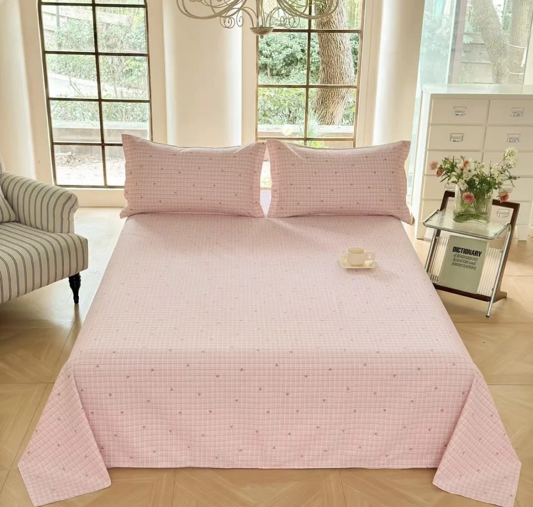 （蝴蝶结）山东老粗布床单大帆布凉席三件套透气防滑加厚