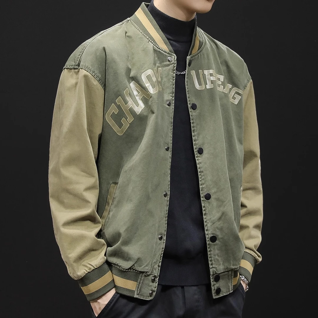 追属棒球服外套男加绒秋冬款潮ins美式复古男士休闲夹克大码新款