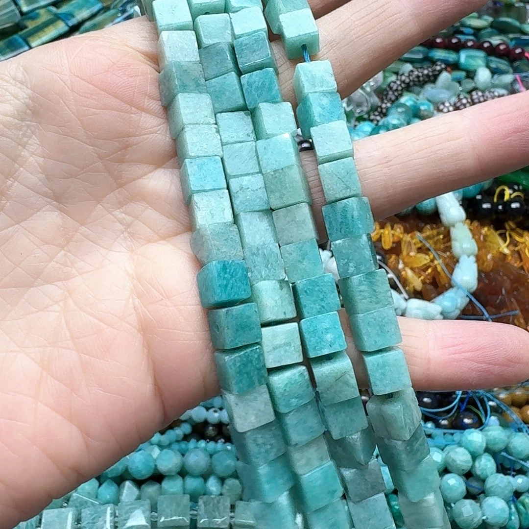 玛瑙/玉髓合金珠宝半成品一条6m天河石方糖