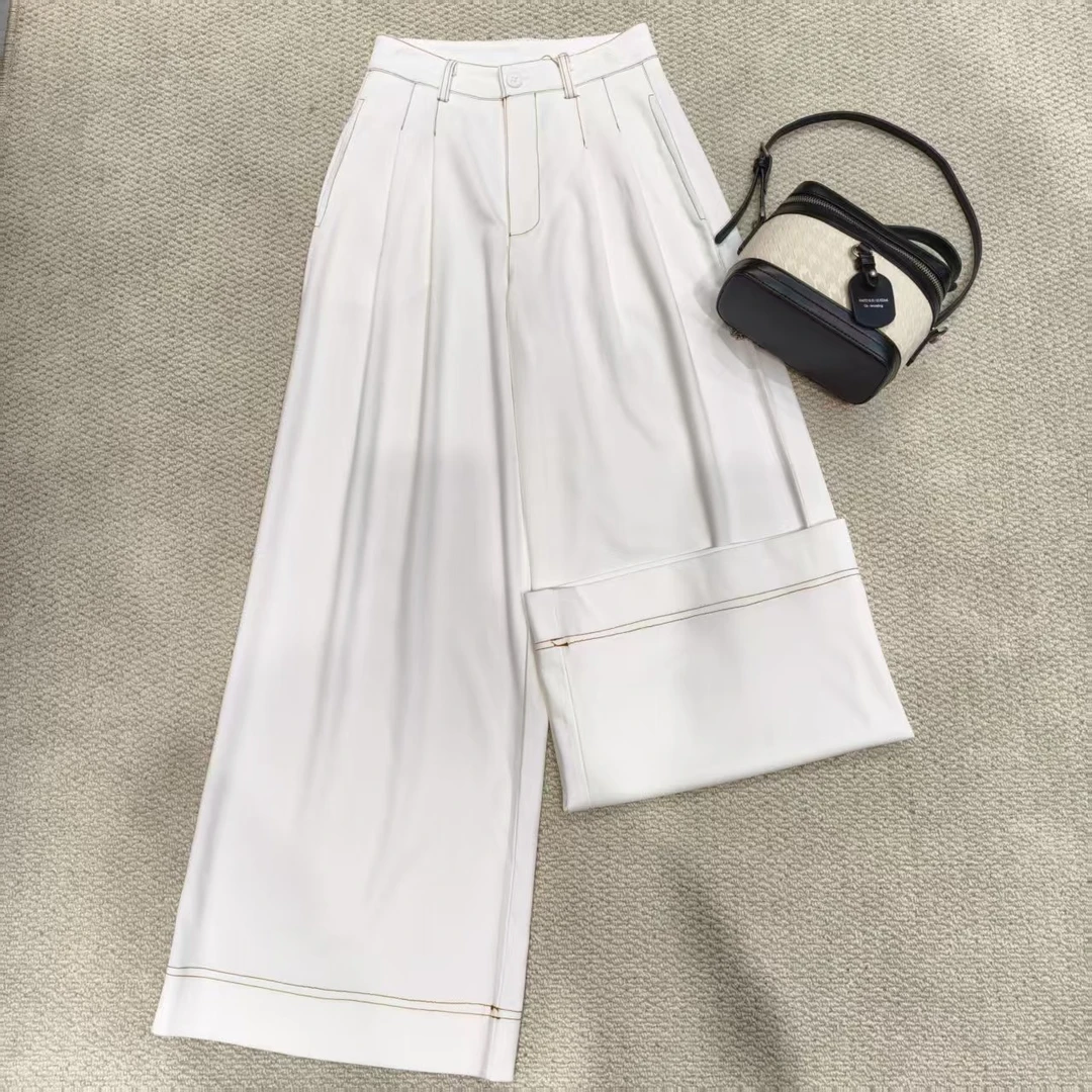 W2973王仙女 新款高腰直筒牛仔裤女垂感宽松修身长裤