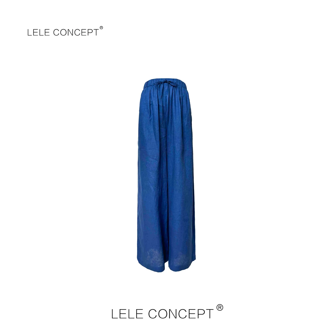 LELE CONCEPT丨时髦舒适多巴胺两色抽带阔腿麻裤K0390