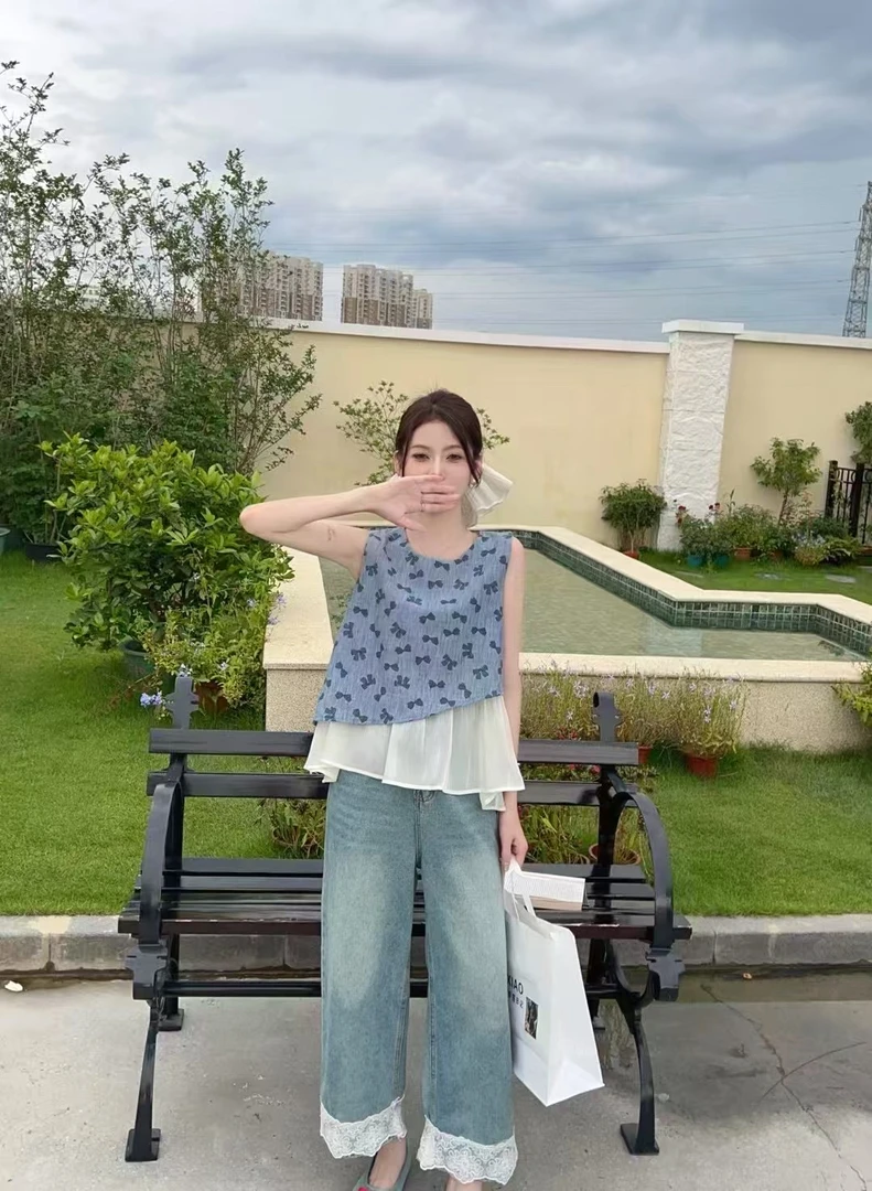 Siolet不对称圆领蝴蝶减龄衬衫T恤夏季气质休闲轻熟风宽松#611