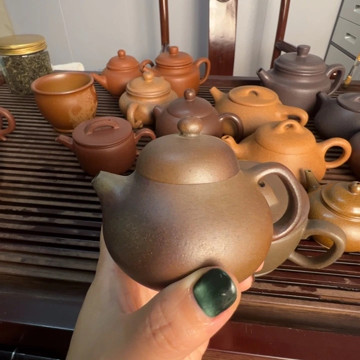 福***量紫砂茶壶柴烧文旦