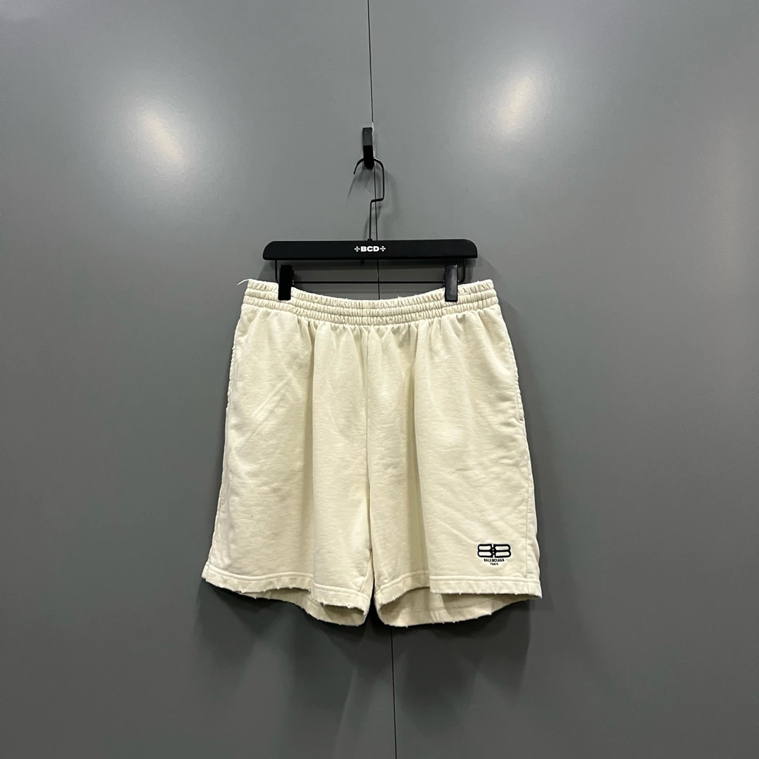 99新 Balenciaga/巴黎世家 (ll) 双B刺绣logo短裤 L码 bc006196