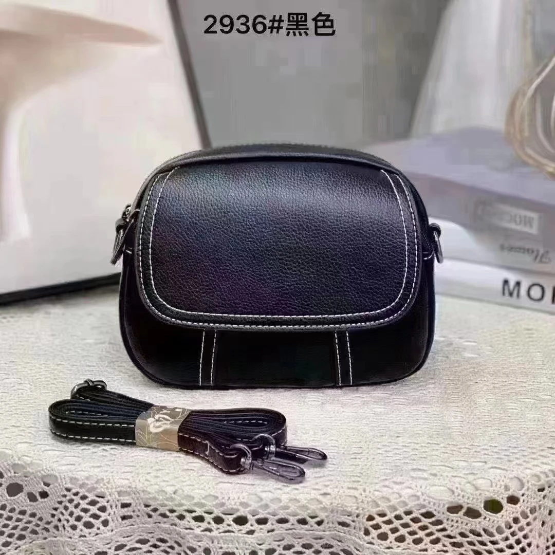 头层牛皮斜挎包女三层小方包新款潮百搭女士单肩包软皮贝壳小包包