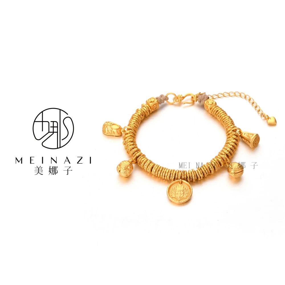 手链  MEINA/新款吞金兽黄财财盘缠 古法百搭时尚
