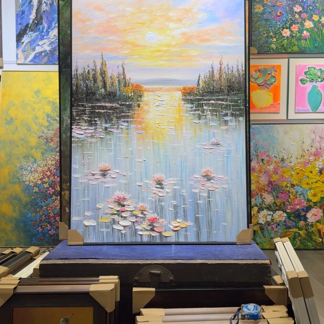 ****向竖款纯手工油画作品