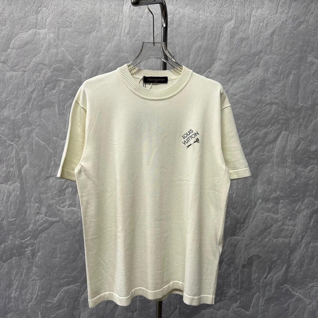 未使用 LouisVuitton/路易威登  别针刺绣针织短袖 L码 TP00183