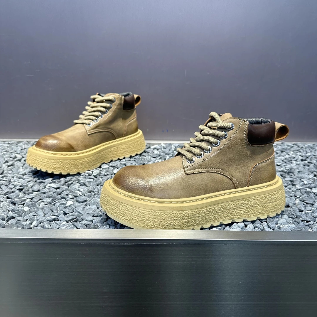 男鞋冬款马丁靴加绒保暖棉鞋男系带高帮系带大头鞋男款休闲工装靴