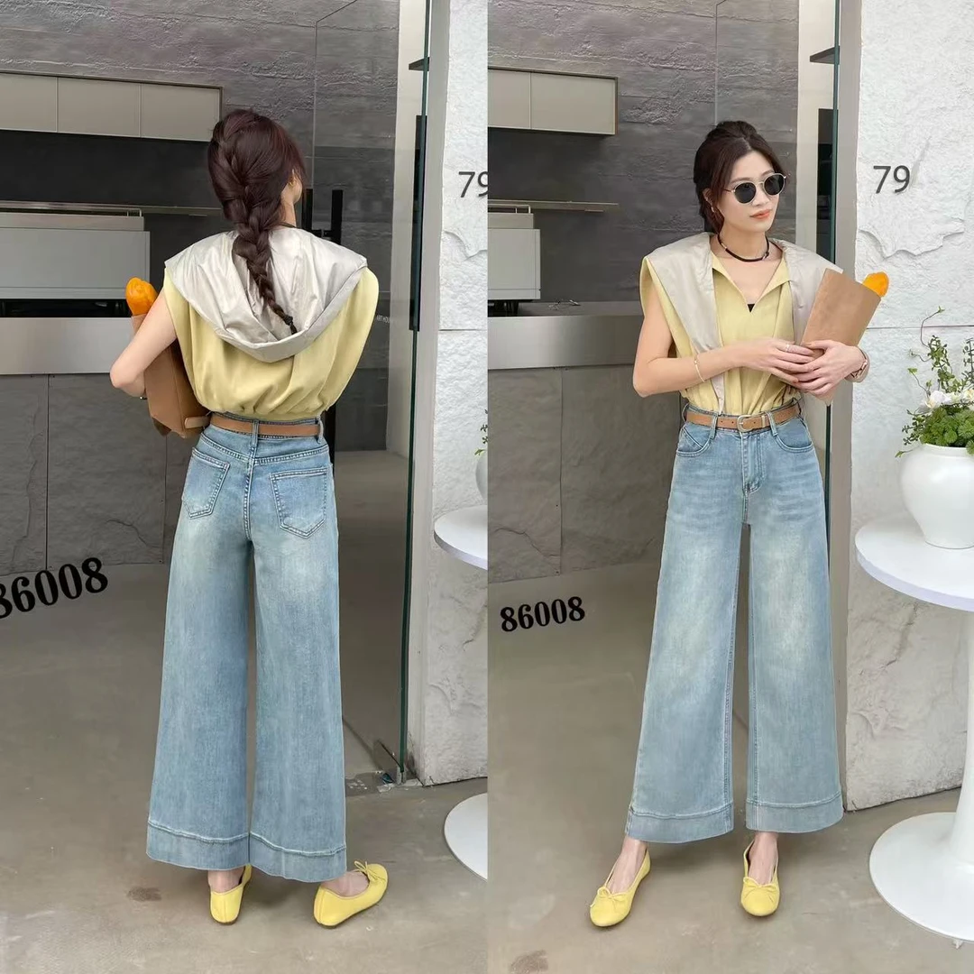 2025-春季新品女士欧货休闲时尚高腰显瘦宽松直筒裤【86008】