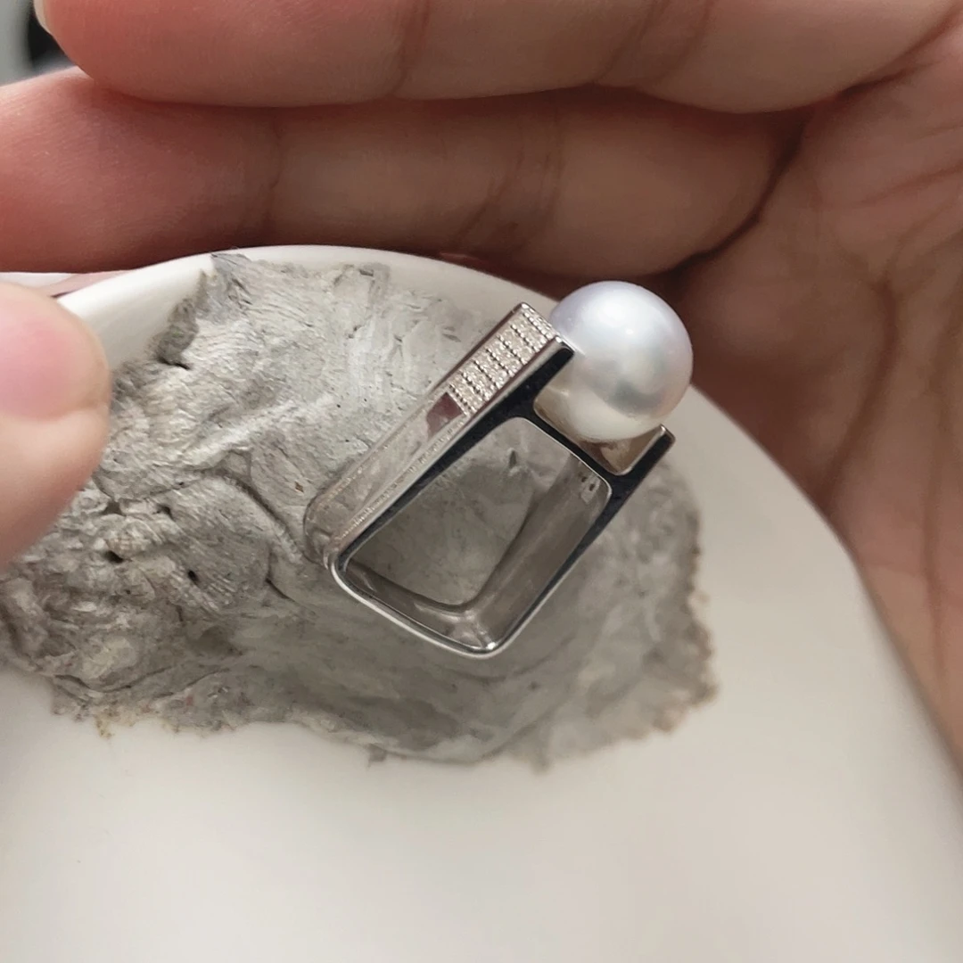 银S925镶嵌海水珍珠戒指